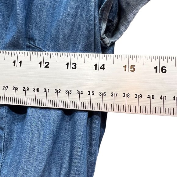 Anthropologie Boden Dress Blue Short Sleeve Spread Collar A-Line Size 8L - Picture 6 of 11